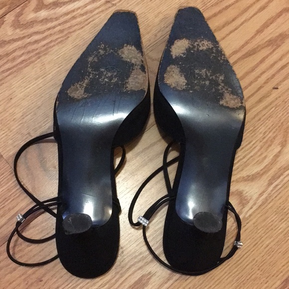 Stuart Weitzman strappy black sandal mules 8 1/2 - Picture 4 of 5